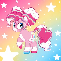 Size: 1280x1280 | Tagged: safe, artist:starlight192004, pinkie pie, earth pony, pony, g4, gradient background, rainbow background, solo, starry background