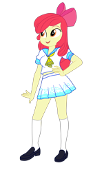 Size: 1900x3513 | Tagged: safe, artist:gmaplay, apple bloom, equestria girls, g4, clothes, female, older, older apple bloom, pretty sailor crew, sailor uniform, simple background, socks, solo, transparent background, uniform