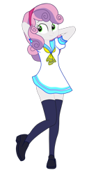 Size: 1900x3717 | Tagged: safe, artist:gmaplay, sweetie belle, human, equestria girls, g4, clothes, female, older, older sweetie belle, pretty sailor crew, sailor uniform, simple background, socks, solo, stockings, thigh highs, transparent background, uniform