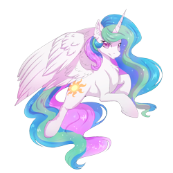 Size: 1500x1500 | Tagged: safe, artist:serenity, princess celestia, alicorn, pony, g4, chest fluff, concave belly, female, looking at you, mare, partially open wings, pretty, raised hoof, simple background, solo, sparkles, transparent background, wingding eyes, wings