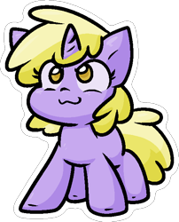 Size: 526x650 | Tagged: safe, artist:zutcha, dinky hooves, pony, unicorn, g4, :3, >:), >:3, cute, female, filly, foal, horn, looking up, outline, simple background, smiling, solo, transparent background, white outline