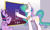 Size: 4800x2893 | Tagged: safe, artist:zeroonesunray, princess celestia, twilight sparkle, alicorn, pony, g4, clapping, eyes closed, female, log in, mare, meme, play button, screen, sitting, smiling, television, twilight sparkle (alicorn)