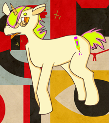 Size: 725x811 | Tagged: safe, artist:stickyghost, oc, oc:inkshot, pony, unicorn, abstract background, horn, solo, unicorn oc