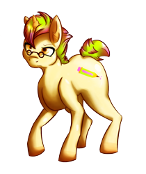 Size: 852x1012 | Tagged: safe, artist:pillbunnies, oc, oc only, oc:inkshot, earth pony, pony, unicorn, horn, simple background, solo, transparent background, unicorn oc