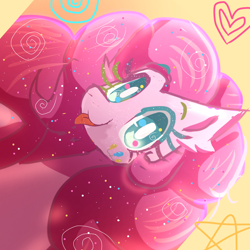 Size: 1280x1280 | Tagged: safe, artist:peanutfrogy, pinkie pie, earth pony, pony, g4, :p, cute, diapinkes, facial markings, food, heart, solo, sprinkles, stars, swirls, tongue out