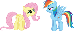 Size: 7280x3000 | Tagged: safe, artist:cloudy glow, fluttershy, rainbow dash, pegasus, pony, g4, sonic rainboom (episode), .ai available, duo, duo female, female, folded wings, mare, simple background, spread wings, transparent background, vector, wings