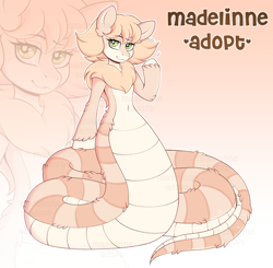 Size: 4600x4508 | Tagged: safe, artist:madelinne, oc, oc only, oc:peach "cassiopeia" blossom, lamia, original species, blonde hair, gradient background, reference sheet, solo, zoom layer