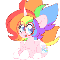 Size: 2000x2000 | Tagged: safe, artist:ladylullabystar, oc, oc only, oc:lady lullaby star, pony, unicorn, female, glasses, horn, lying down, mare, prone, simple background, solo, transparent background