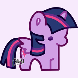 Size: 828x828 | Tagged: safe, artist:critterfulco, twilight sparkle, alicorn, pony, g4, chibi, purple background, simple background, solo, twilight sparkle (alicorn)