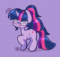 Size: 1759x1669 | Tagged: safe, artist:typhwosion, sci-twi, twilight sparkle, pony, unicorn, equestria girls, g4, animated, blush scribble, blushing, cute, emanata, equestria girls ponified, eyes closed, glasses, hoofy-kicks, horn, open mouth, open smile, ponified, smiling, solo, stimming, twiabetes, unicorn sci-twi, unicorn twilight