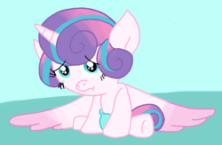 Size: 860x562 | Tagged: safe, artist:cmara, princess flurry heart, alicorn, pony, g4, baby, baby pony, cute, daaaaaaaaaaaw, female, filly, flurrybetes, foal, sad, sadorable, solo