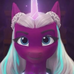 Size: 459x459 | Tagged: safe, screencap, opaline arcana, alicorn, pony, g5, my little pony: make your mark, my little pony: make your mark chapter 6, roots of all evil, cropped, episode needed, female, low quality, mare, smiling, solo