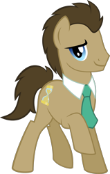 Size: 1406x2211 | Tagged: safe, artist:catachromatic, artist:parclytaxel, doctor whooves, time turner, earth pony, pony, g4, .svg available, lidded eyes, male, necktie, raised hoof, simple background, smiling, solo, stallion, svg, transparent background, vector, vector trace