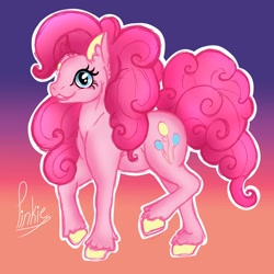 Size: 1984x1984 | Tagged: safe, artist:thevintagebookwolf, pinkie pie, earth pony, pony, g4, colored sketch, female, gradient background, sketch, solo