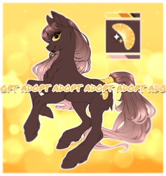 Size: 1748x1846 | Tagged: safe, artist:rrusha, oc, oc only, earth pony, pony, abstract background, adoptable, chest fluff, female, mare, reference sheet, unshorn fetlocks, watermark