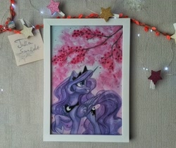 Size: 3370x2848 | Tagged: safe, artist:jsunlight, princess luna, alicorn, pony, g4, auction, craft, photo, solo, traditional art, watercolor painting