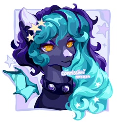 Size: 1915x2000 | Tagged: safe, artist:neexsa, oc, oc only, bat pony, pony, bust, collar, commission, solo