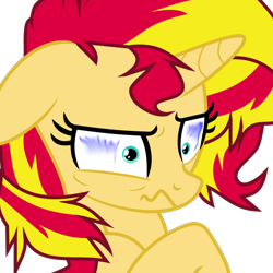 Size: 3464x3464 | Tagged: safe, artist:elsia-pony, sunset shimmer, pony, unicorn, g4, .svg available, female, high res, horn, insanity, messy mane, simple background, snapset shimmer, solo, transparent background, vector