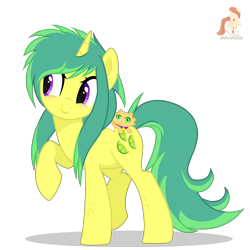 Size: 2000x2000 | Tagged: safe, artist:r4hucksake, oc, oc only, oc:lima mistral, cat, pony, unicorn, blushing, female, horn, kitten, mare, simple background, smiling, solo, transparent background