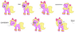 Size: 1024x437 | Tagged: safe, artist:sarahgirl1998, oc, oc only, pony, unicorn, bow, comic, hair bow, horn, nostrils, pre sneeze, simple background, sneezing, white background