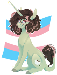 Size: 1280x1667 | Tagged: safe, artist:pixelberrry, oc, oc only, oc:chai, pony, ambiguous gender, concave belly, glasses, hooves, pride, pride flag, simple background, slender, solo, thin, transgender pride flag, transparent background
