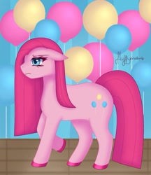 Size: 815x945 | Tagged: safe, artist:fluffymothmlp, pinkie pie, earth pony, g4, balloon, female, pinkamena diane pie, solo