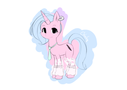 Size: 1052x744 | Tagged: safe, artist:chiefywiffy, oc, oc only, oc:chiefy, unicorn, clothes, ear piercing, earring, female, horn, jewelry, leg warmers, necktie, piercing, simple background, solo, white background