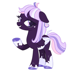 Size: 1280x1192 | Tagged: safe, artist:jellybeanroom, oc, oc only, oc:cloud cascade, pegasus, pony, base used, coat markings, colored hooves, female, grin, lidded eyes, looking back, mare, multicolored hair, offscreen character, parent:twilight sparkle, pegasus oc, simple background, smiling, solo, transparent background