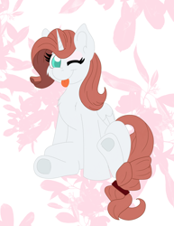 Size: 2026x2628 | Tagged: safe, artist:sparkly-retsuko, oc, oc:day flower, pony, unicorn, female, horn, mare, one eye closed, solo, tongue out, wink