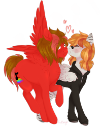 Size: 1280x1622 | Tagged: safe, artist:pixelberrry, oc, oc only, pegasus, pony, clothes, female, hoodie, kissing, mare, simple background, transparent background