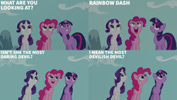 Size: 2000x1125 | Tagged: safe, edit, edited screencap, editor:quoterific, screencap, pinkie pie, rarity, twilight sparkle, earth pony, pony, unicorn, g4, read it and weep, season 2, floppy ears, unicorn twilight