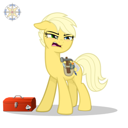 Size: 4000x4000 | Tagged: safe, artist:r4hucksake, oc, oc only, oc:steam whistle, earth pony, pony, absurd resolution, female, hammer, mare, simple background, solo, toolbox, transparent background