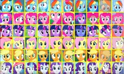 Size: 2352x1414 | Tagged: safe, artist:pogfanatic75, edit, edited screencap, screencap, applejack, fluttershy, pinkie pie, rainbow dash, rarity, twilight sparkle, earth pony, pegasus, pony, unicorn, g4, :o, bust, cute, dashabetes, diapinkes, female, horn, jackabetes, mane six, open mouth, raribetes, shyabetes, twiabetes