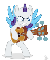 Size: 988x1174 | Tagged: safe, artist:pegasister64, pony, g4, bald, base, female, guitar, guitarity, mare, musical instrument, simple background, solo, transparent background
