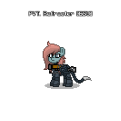 Size: 400x400 | Tagged: safe, oc, oc only, oc:glass refractor, pegasus, pony, ashes town, fallout equestria, pony town, armor, enclave, enclave armor, fallout, laser rifle, pegasus oc, power armor, simple background, solo, transparent background