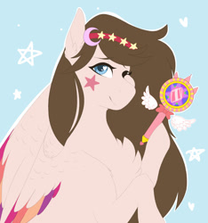Size: 1280x1366 | Tagged: safe, artist:pixelberrry, oc, pegasus, pony, colored wings, female, mare, multicolored wings, one eye closed, solo, star vs the forces of evil, wings, wink