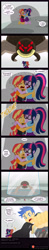 Size: 2293x11684 | Tagged: safe, artist:niban-destikim, flash sentry, sci-twi, sunset shimmer, twilight sparkle, human, spider, comic:the shrinking project, equestria girls, g4, barefoot, crisis averted, crying, emanata, eyes closed, feet, glass, glasses, hug, micro, open mouth, shadow, shrunk, spiderbro