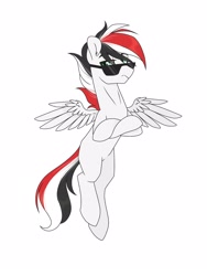 Size: 1620x2160 | Tagged: source needed, safe, oc, oc only, oc:damiyan, pegasus, base used, green eyes, simple background, solo, sunglasses, white background, white fur, wings