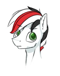 Size: 395x499 | Tagged: source needed, safe, artist:pollynia, oc, oc only, oc:damiyan, pegasus, bust, eyebrows, eyebrows visible through hair, green eyes, portrait, simple background, slender, solo, sternocleidomastoid, thin, white background, white fur