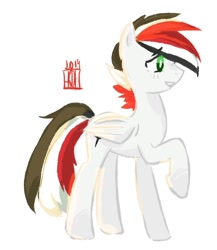 Size: 635x730 | Tagged: artist needed, source needed, safe, oc, oc only, oc:damiyan, pegasus, green eyes, simple background, solo, white background, white fur
