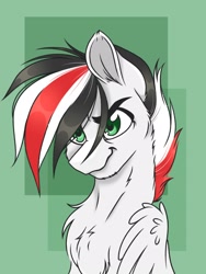 Size: 1620x2160 | Tagged: source needed, safe, artist:reins, oc, oc only, oc:damiyan, pegasus, green eyes, looking at you, smiling, smiling at you, solo, white fur