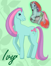 Size: 612x792 | Tagged: safe, artist:multigal, ivy, earth pony, pony, g2, 2011, female, mare, raised hoof, redesign, solo, tail, toy, toy interpretation, toy reference, unshorn fetlocks