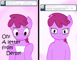 Size: 1622x1274 | Tagged: safe, artist:madame berry punch, berry punch, berryshine, derpy hooves, earth pony, pony, semi-anthro, ask berry punch, g4, ask, i emptied your fridge, solo, tumblr