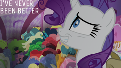 Size: 2000x1125 | Tagged: safe, edit, edited screencap, editor:quoterific, screencap, rarity, pony, unicorn, g4, inspiration manifestation, carousel boutique, clothes, dress, female, gritted teeth, hat, horn, mare, solo, teeth