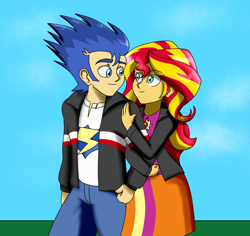 Size: 3600x3396 | Tagged: safe, artist:moderneddy01, flash sentry, sunset shimmer, equestria girls, g4, female, male, ship:flashimmer, shipping, straight