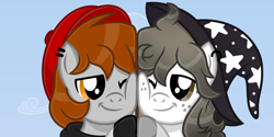 Size: 1100x550 | Tagged: safe, artist:jennieoo, oc, oc:daphy, oc:milky, pegasus, pony, avatar, commission, duo, happy, icon, matching icons, show accurate, smiling, vector, ych example, ych result, your character here