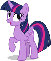 Size: 1812x2152 | Tagged: safe, artist:zslnews, twilight sparkle, alicorn, pony, g4, female, mare, open mouth, open smile, raised hoof, simple background, smiling, solo, transparent background, twilight sparkle (alicorn), vector