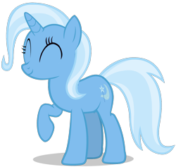 Size: 1280x1212 | Tagged: safe, artist:zslnews, trixie, pony, unicorn, g4, ^^, cute, diatrixes, eyes closed, female, horn, mare, raised hoof, simple background, smiling, solo, transparent background, vector