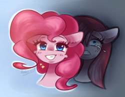 Size: 3200x2500 | Tagged: safe, artist:kindny-chan, pinkie pie, earth pony, pony, g4, crying, duality, grin, gritted teeth, pinkamena diane pie, smiling, teeth