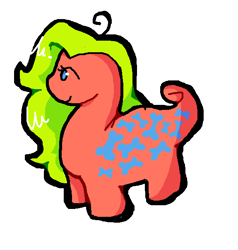 Size: 575x603 | Tagged: safe, artist:toaestt, cutesaurus, dinosaur, g1, female, green hair, pony friends, simple background, solo, white background